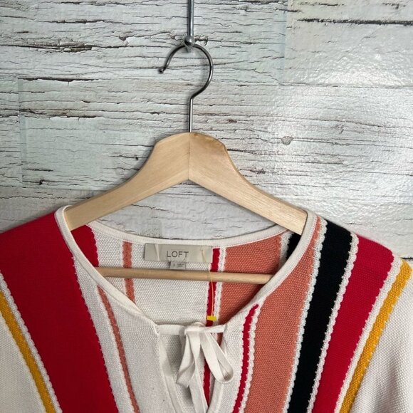 LOFT Ann Taylor striped top size small red orange - Picture 5 of 9